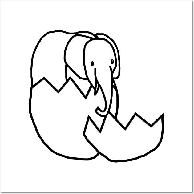 Elephant Hatching from Easter Egg Outline Wall Art by ellenhenryart